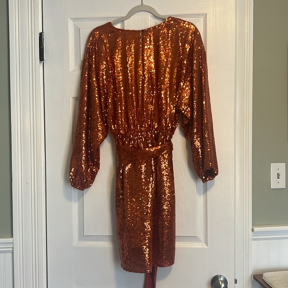 Anthropologie - Lizabette Wrap Dress -Orange Sequins - Picture 6 of 6